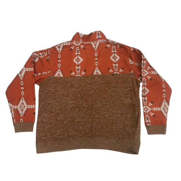 Hooey Pullover Sweater Mens Extra Large Brown Aztec 1/4 Snap Western Outfitter - Picture 8 of 11